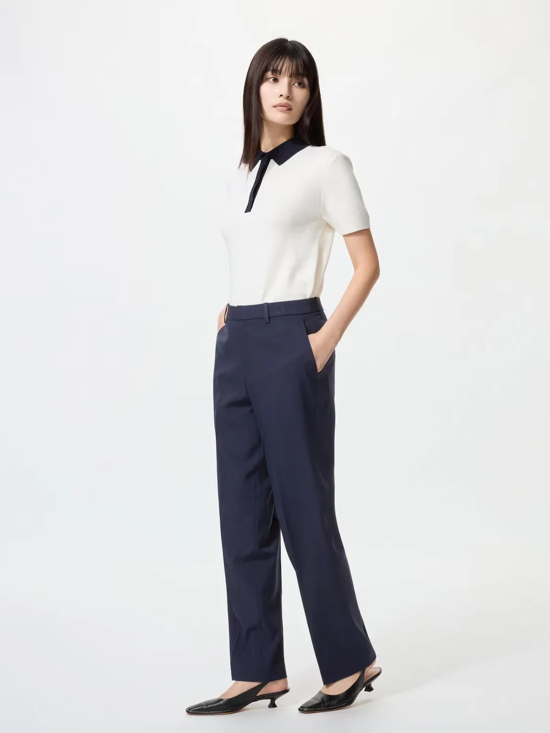 Брюки Uniqlo, узкие, темно-синий