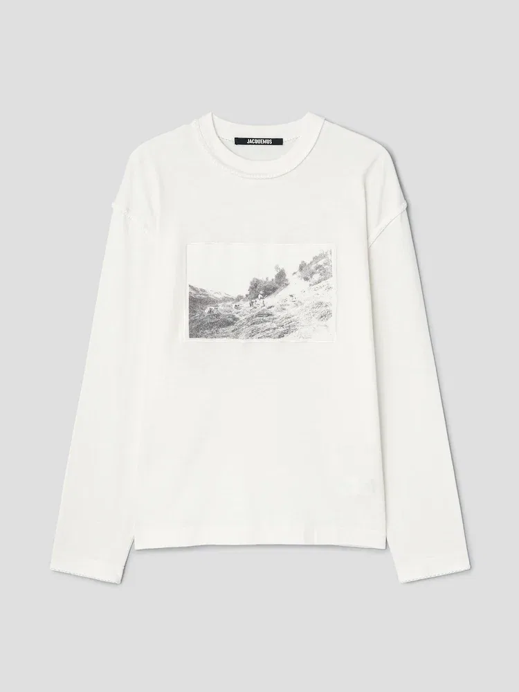 Футболка с принтом JACQUEMUS Le Tshirt Paysan Ml, Ivory