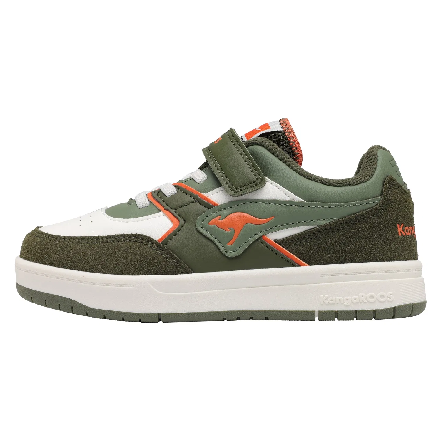 Детские кроссовки с Klettverschluss KangaROOS, Military Green/Flame — фото 2
