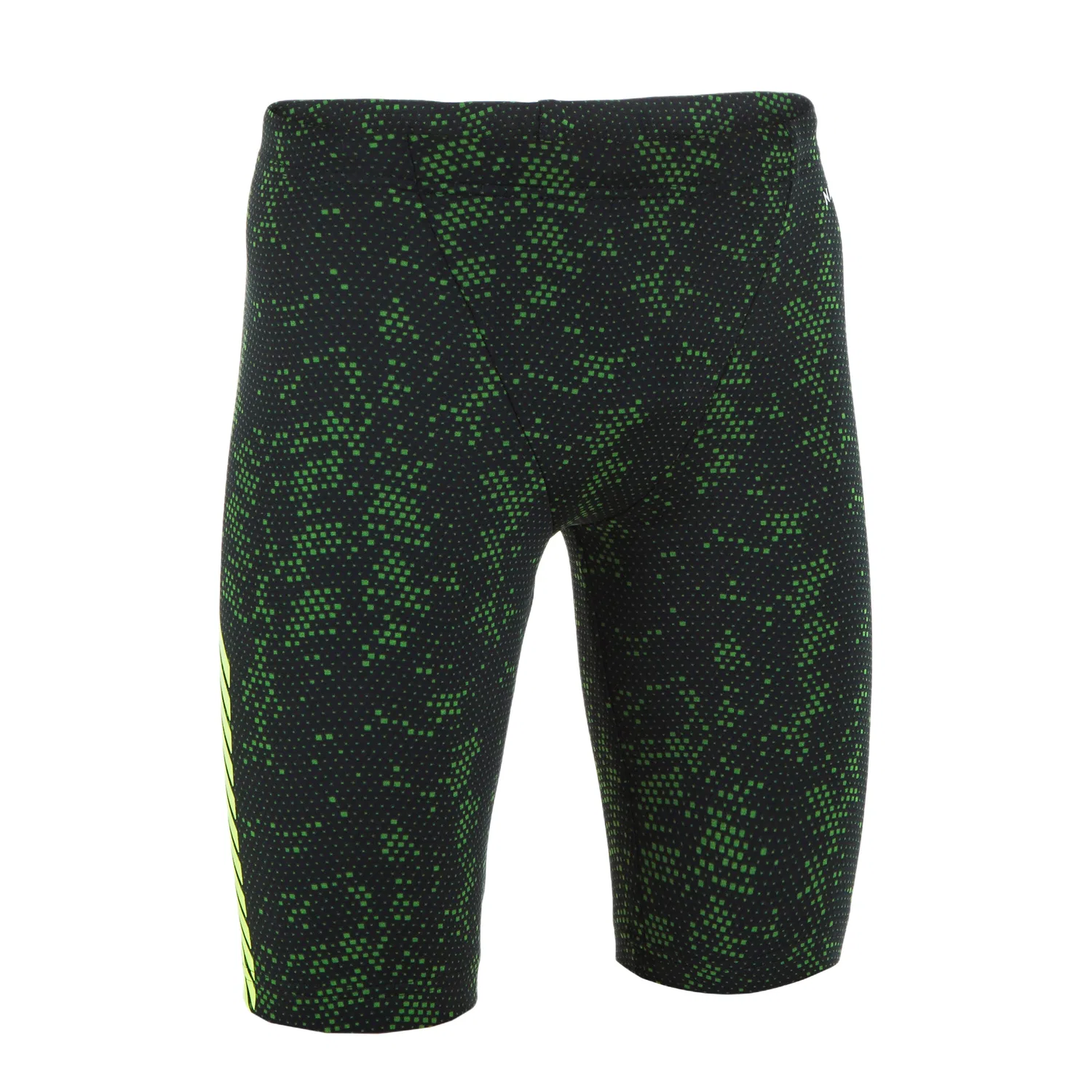 Детский купальник с неоново-желтым принтом, Black/Neon Yellow, DECATHLON