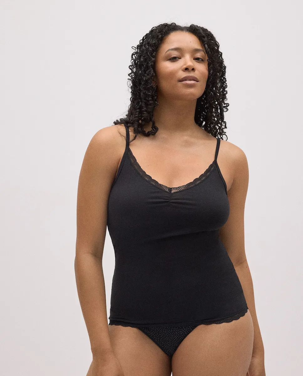 

Майка на бретелях из хлопка с присборенными деталями YSABEL MORA Ysabel Mora, черный