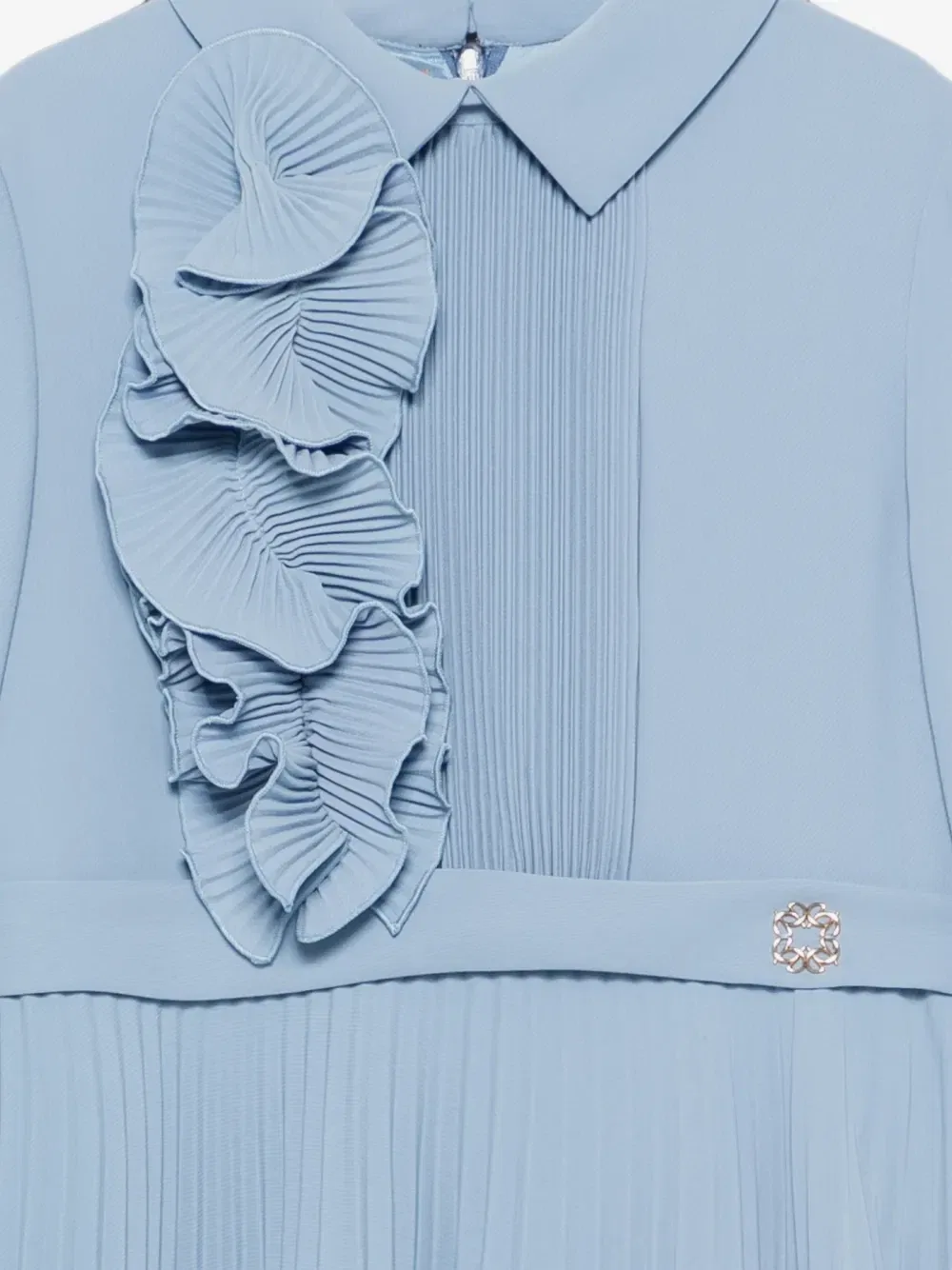 Плиссированное платье с оборками Elie Saab Junior, синий — фото 3