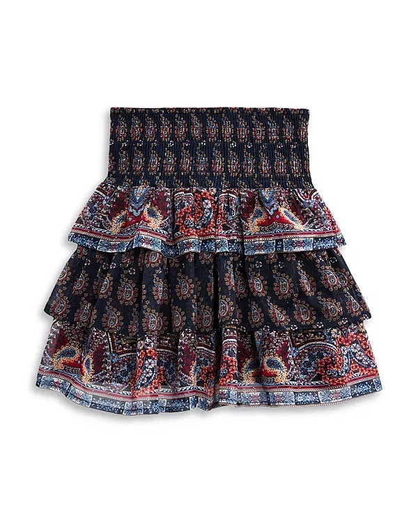 Детская юбка для девочек с воланами Aqua, Navy Paisley — фото 2