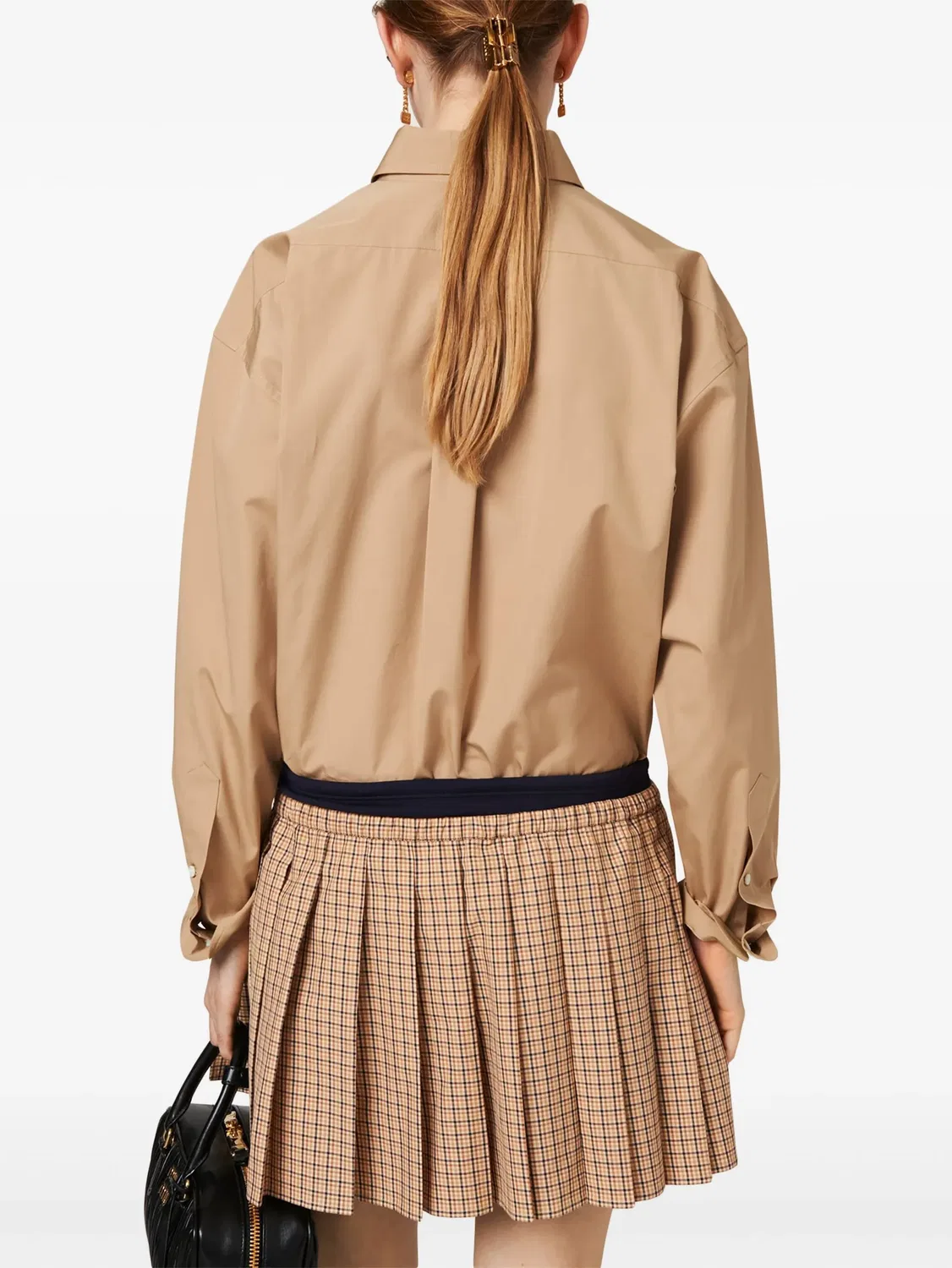 Рубашка с аппликацией логотипа Miu Miu, нейтральные — фото 4