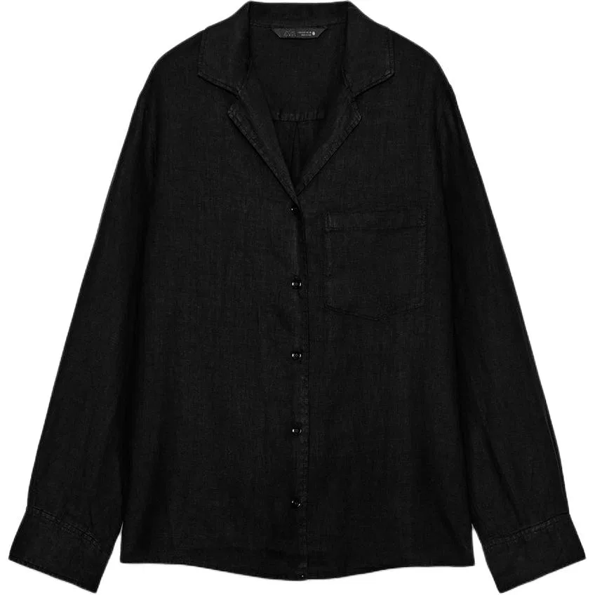 Женская рубашка с лацканами ZARA, Черный
