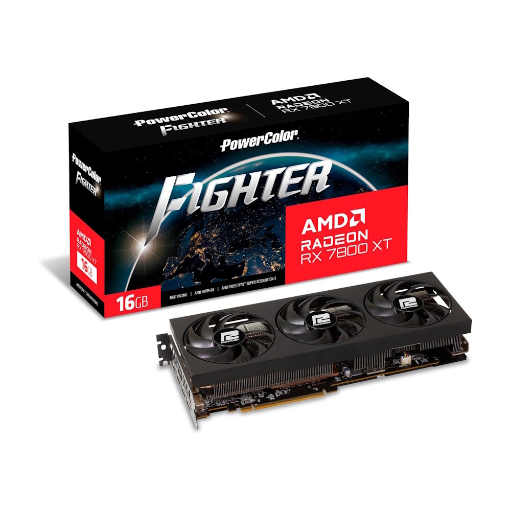 

Видеокарта PowerColor AMD Radeon RX 7800 XT Fighter, 16 ГБ, RX7800 XT 16G-F/OC, черный
