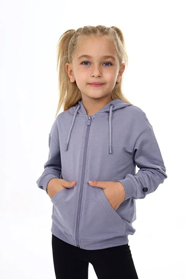 Детский кардиган для девочек с капюшоном Toontoy, Dark Gray — фото 4