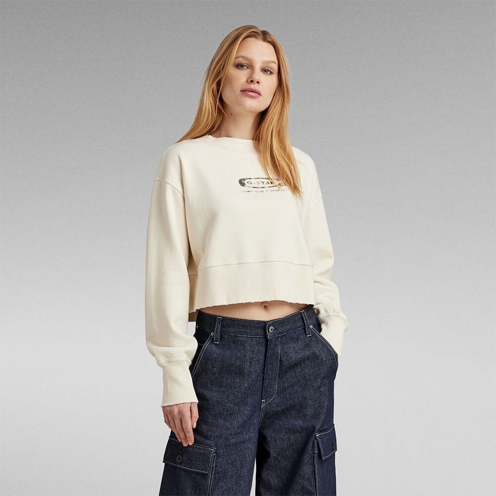 

Толстовка G-Star Vintage Cropped Logo Loose, бежевый
