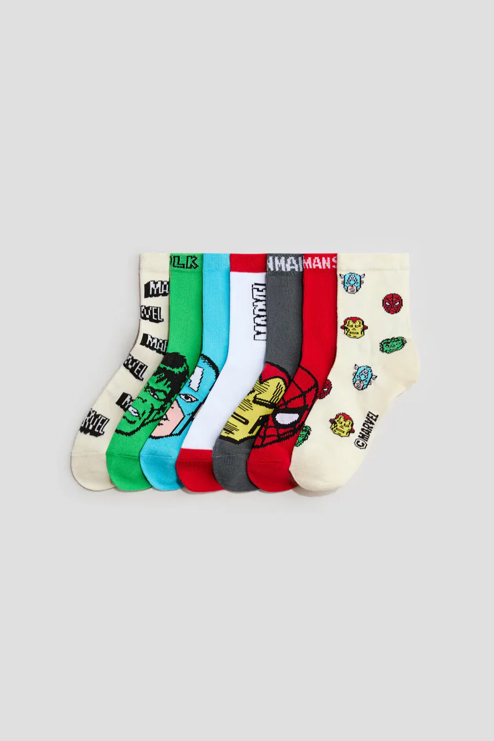 7 пар носков в упаковке H&M, Cremefarben/Marvel Comics
