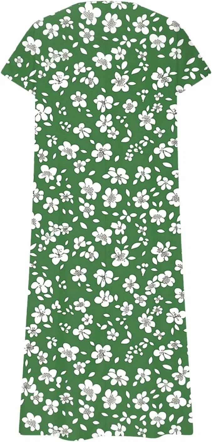 Женское макси-платье с V-образным вырезом Cotton Linen, Green — фото 4