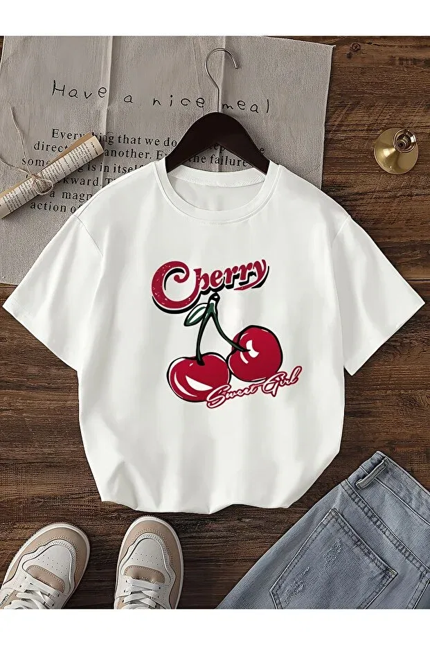 Детская футболка для мальчиков с принтом Cherry Coolart, White