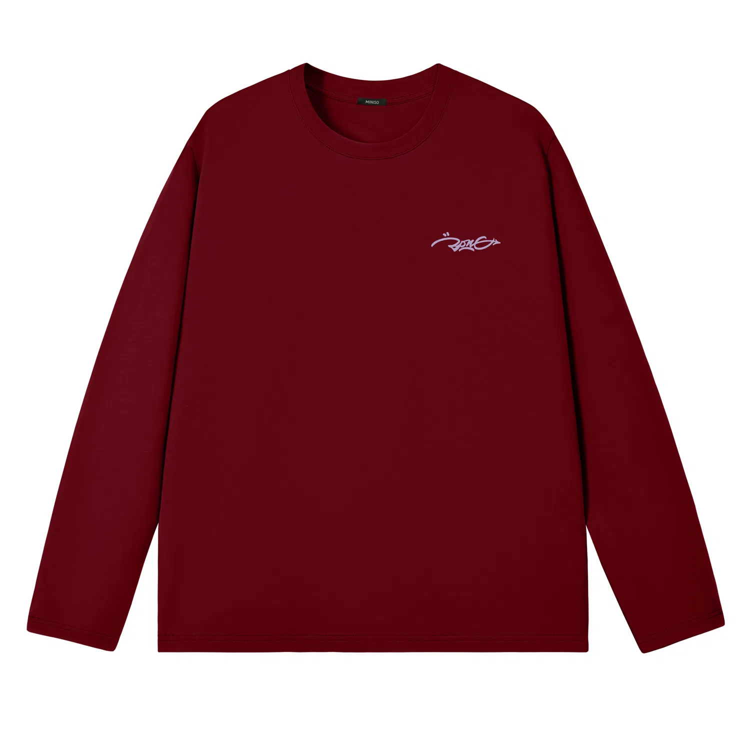 Детская футболка с длинным рукавом MINISO, Burgundy (Purple-Colored Graffiti Chest Logo)