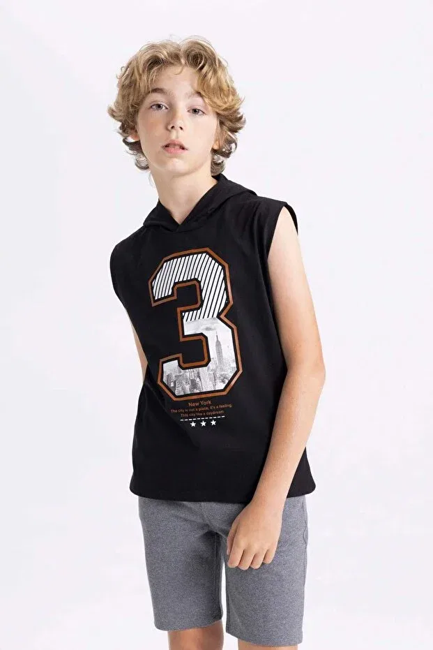 Детское белье для мальчиков с принтом Hooded printed undershirt boys c5102a824sm Defacto, Black Bk81 — фото 3