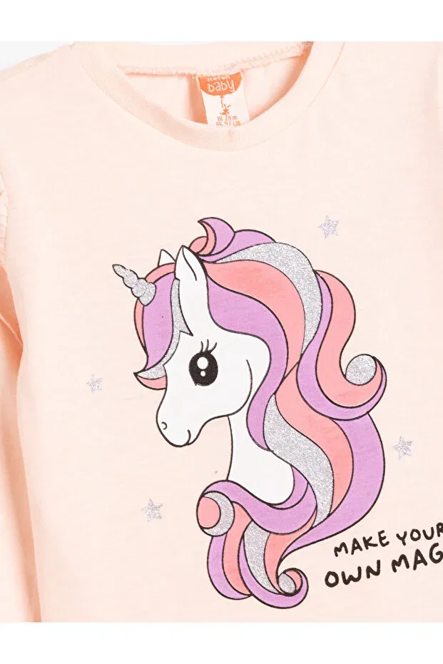 Детская футболка с длинным рукавом Unicorn t-shirt Koton, Rose — фото 3