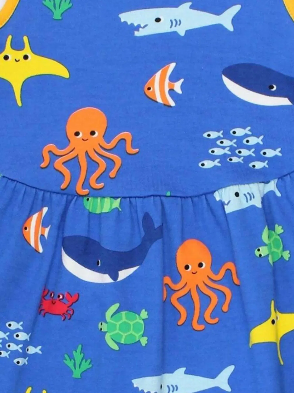 Платье Toby Tiger Bio-Baumwoll Kinder Sommerkleid mit Meerestiere-Druck синего цвета — фото 3