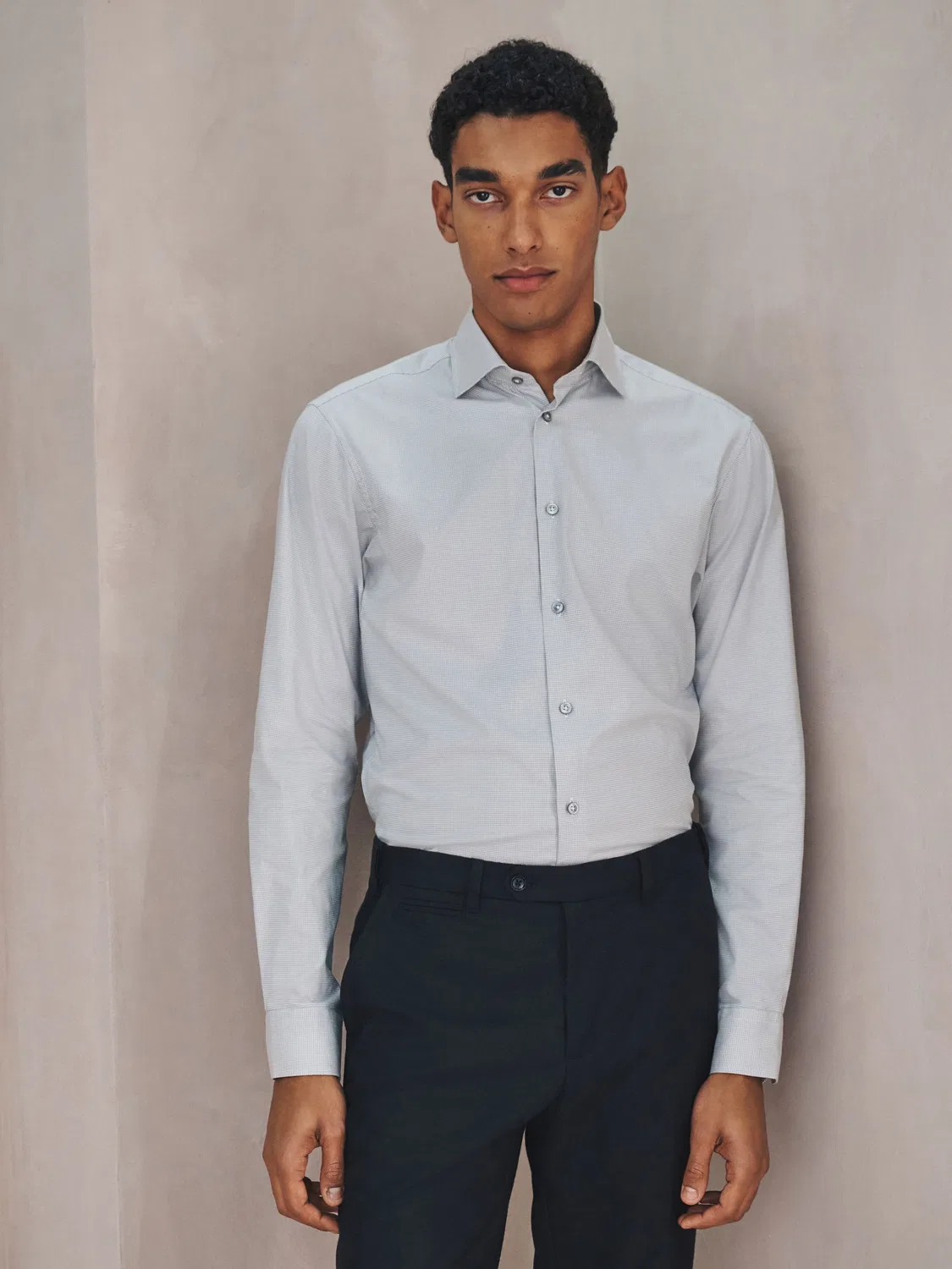 Рубашка формальная, Slim Fit, Grey Mini Check Next, серый — фото 4