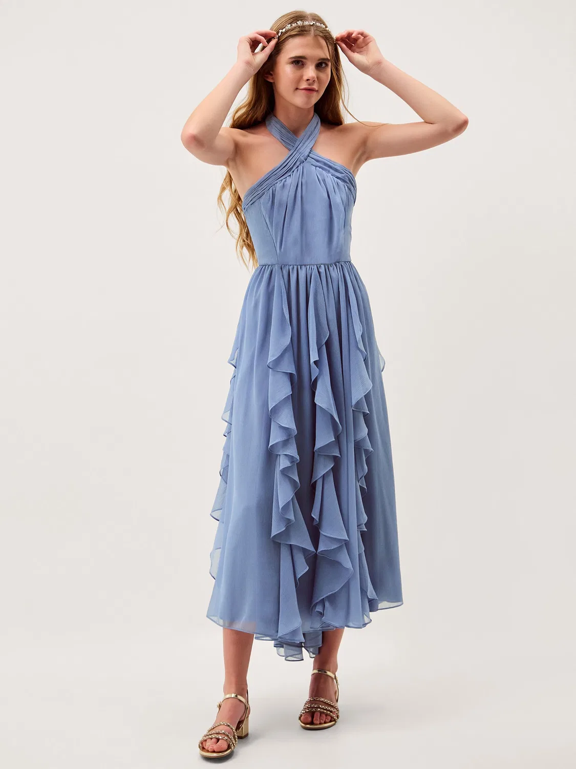 Платье с открытой спиной Monsoon Arizona, Pale Blue