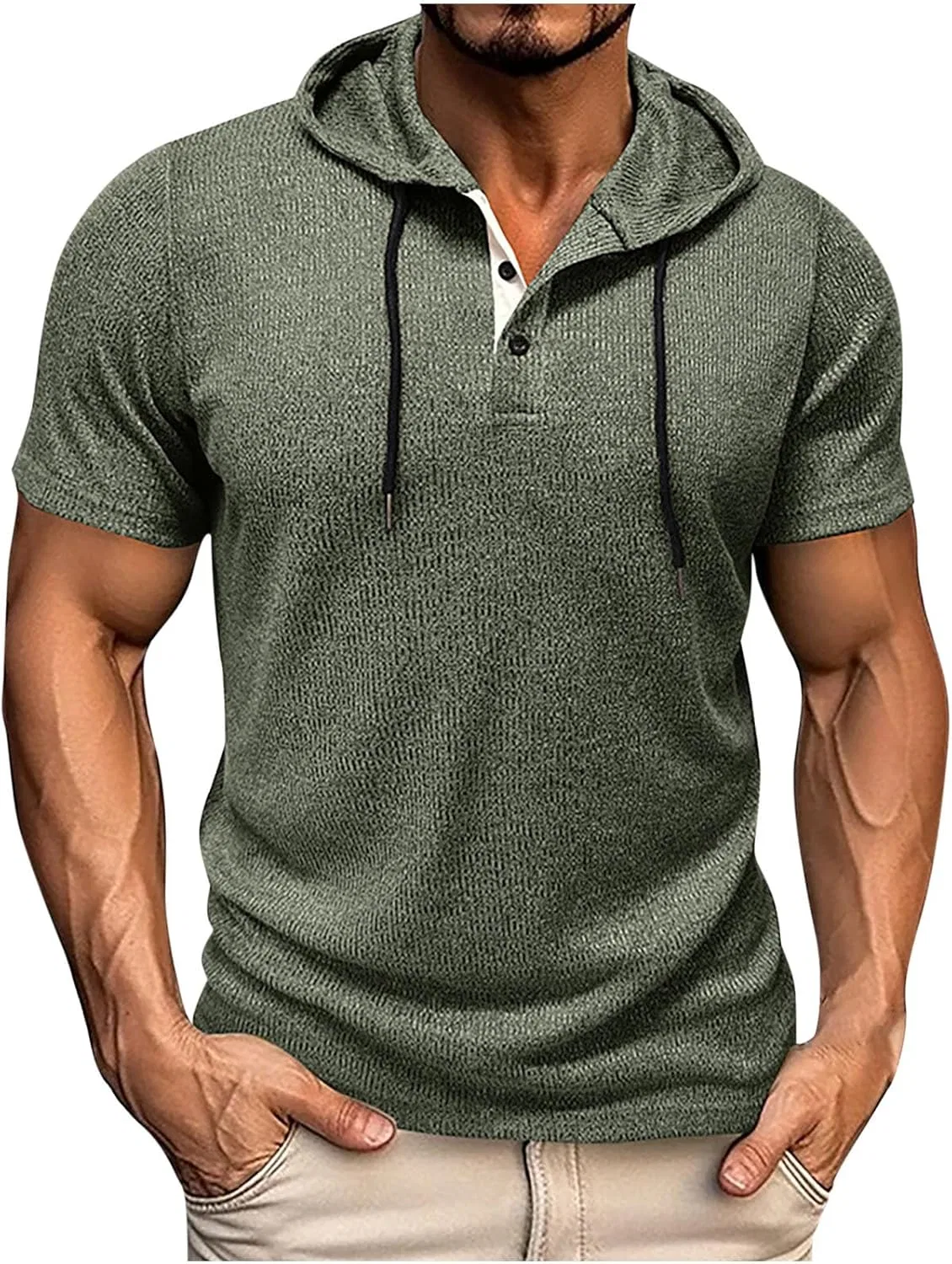 Мужская футболка с капюшоном Knit Shirt, Army Green — фото 2