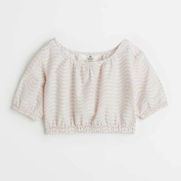 

Топ с пышными рукавами H&M Patterned, светло-фиолетовый/бежевый