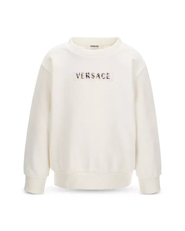 Детская толстовка для девочек с бисерным логотипом Versace, White+Multicolor