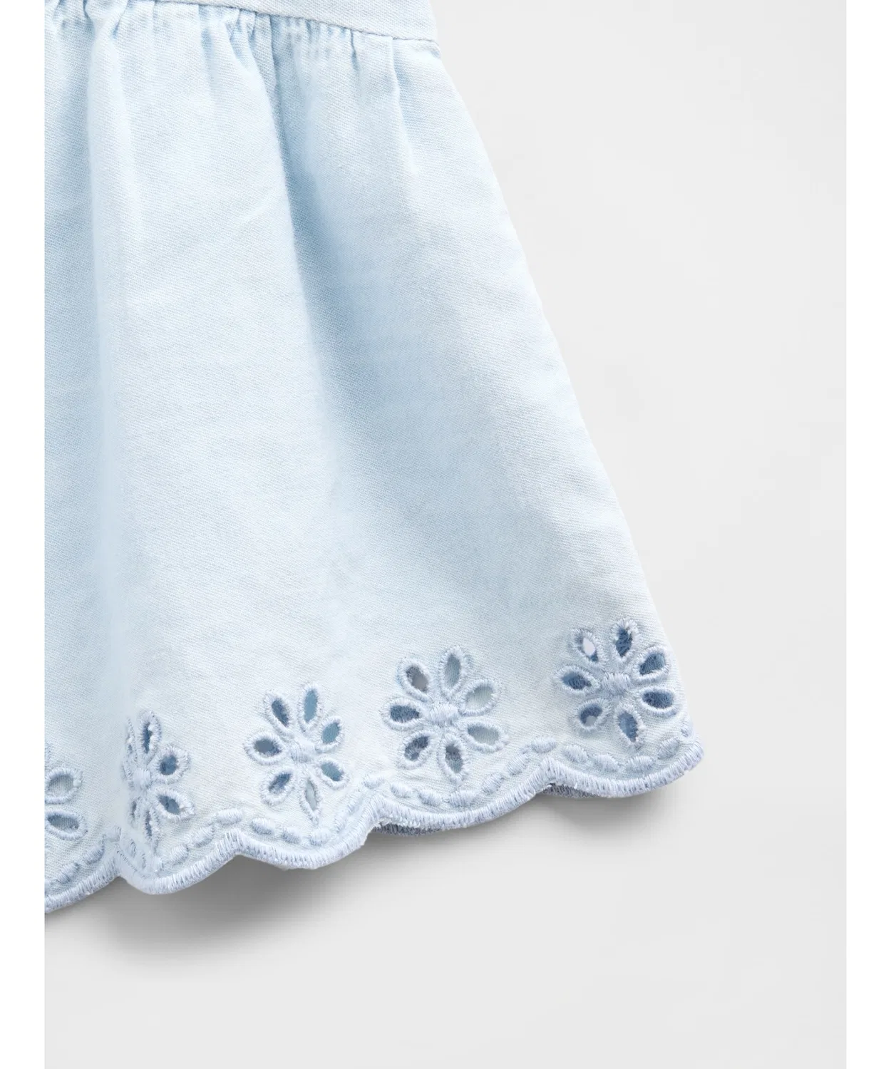 Детский комплект из топа и брюк из денима с вышивкой, модель GAP, Light Indigo Blue — фото 4