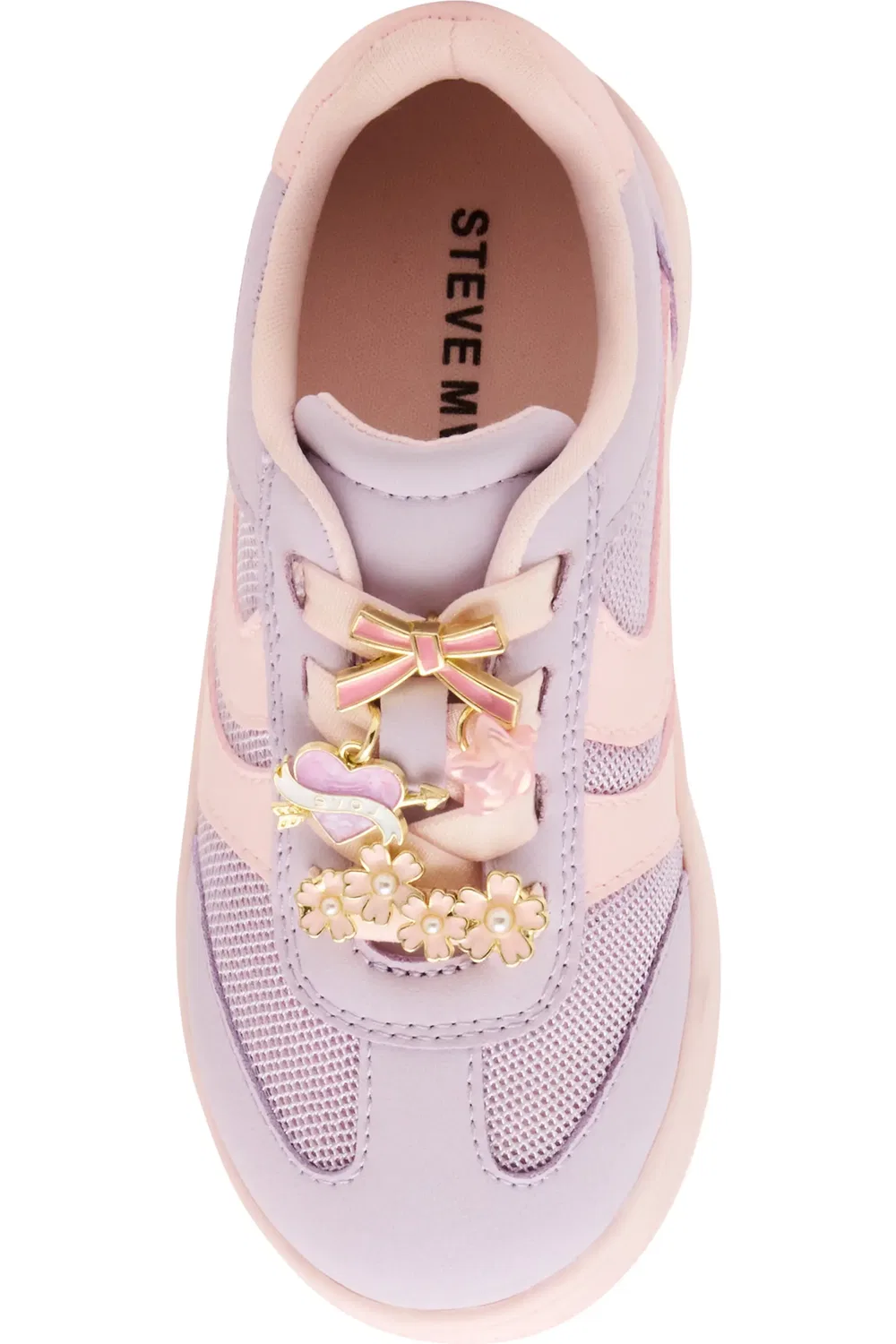 Кроссовки детские на шнурках с подвесками Kids' Jersey Steve Madden, Blush/Lilac — фото 4