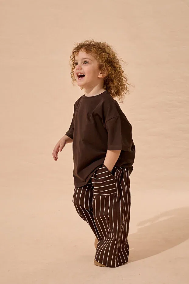 Детские широкие брюки в полоску для девочек Fahhar Kids, Brown