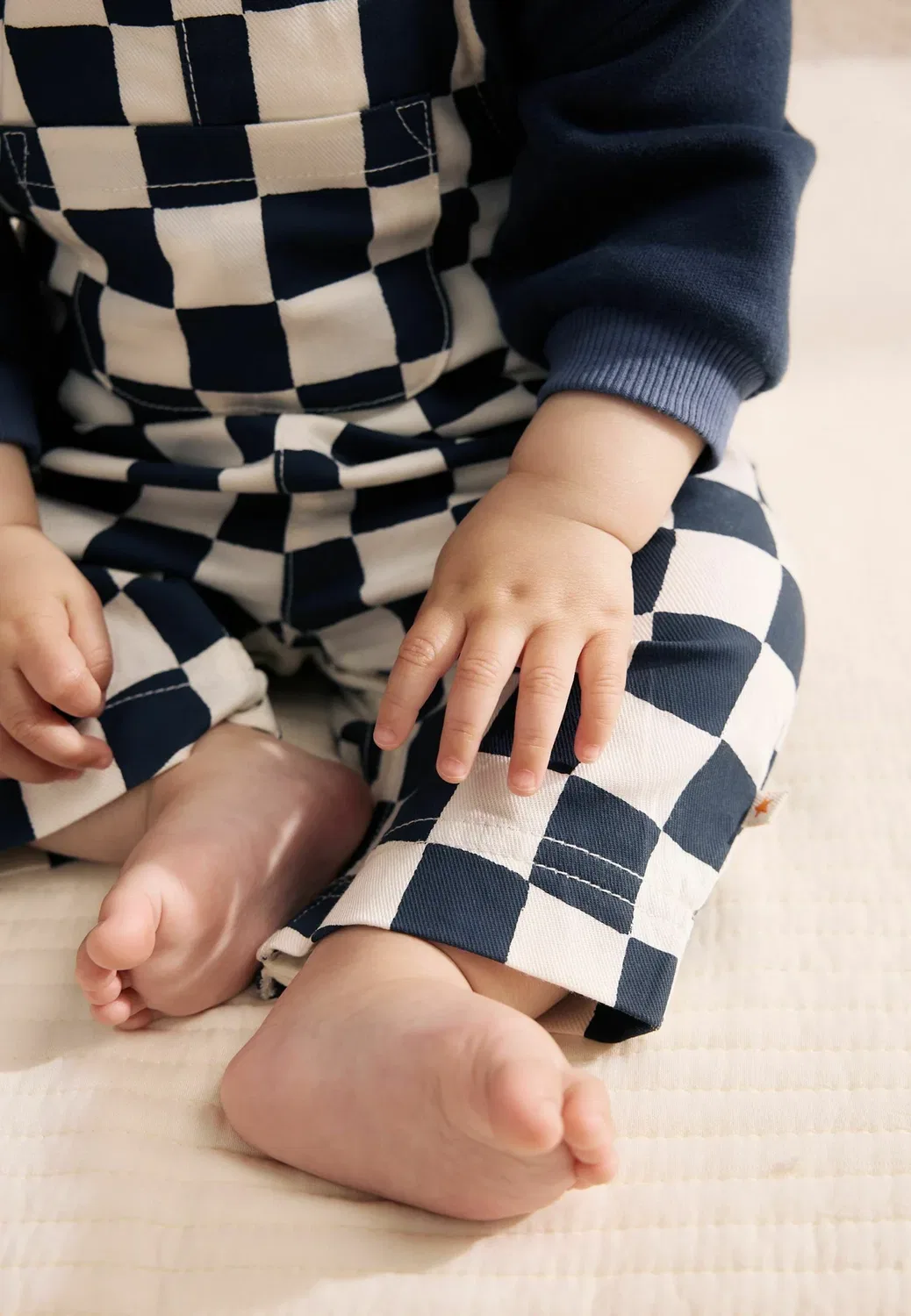 Детский комбинезон из саржи и боди - боди Next, Navy Blue Checkerboard — фото 3