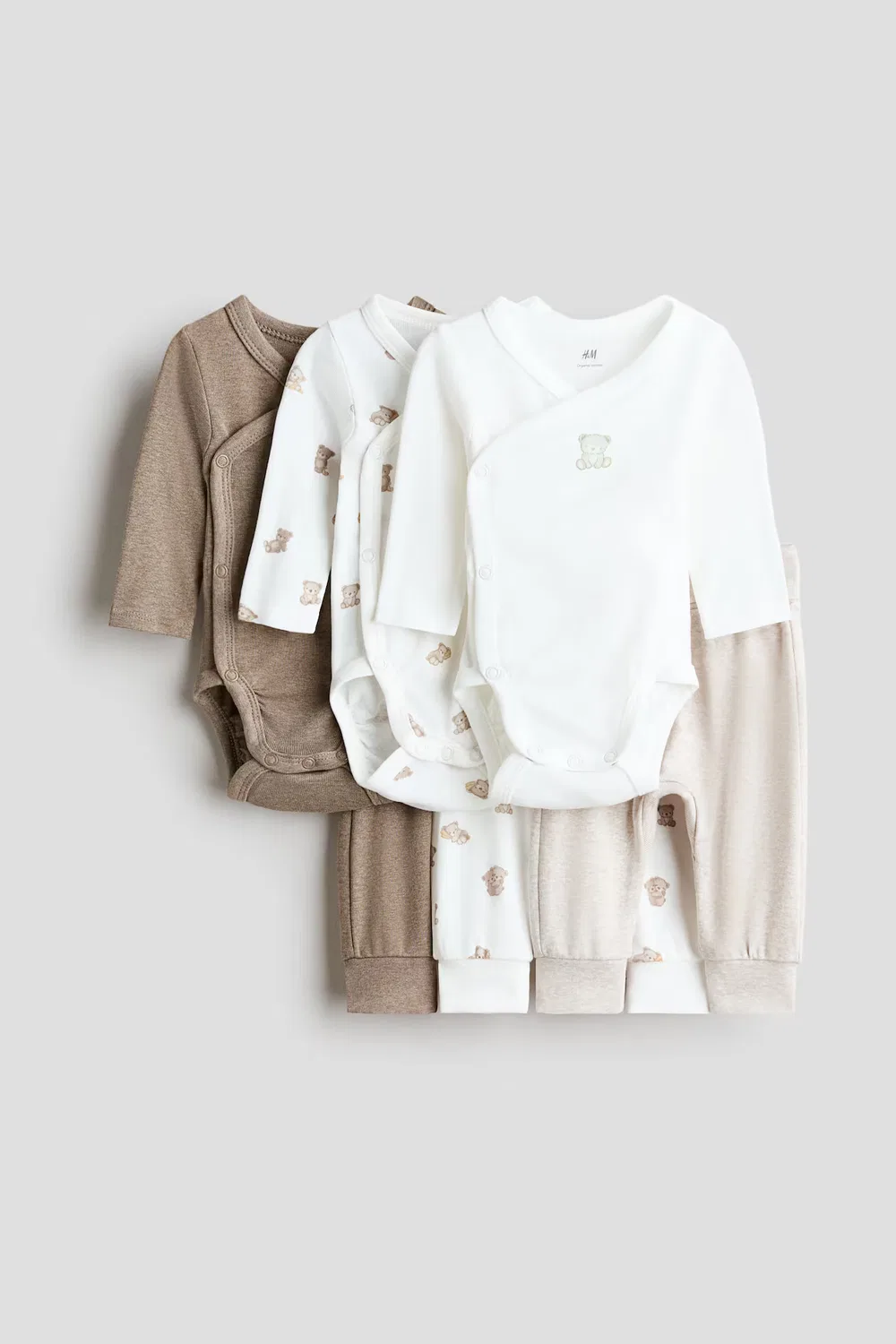 Комплект из 6 предметов, включающий боди и брюки H&M, Weiß/Teddybären
