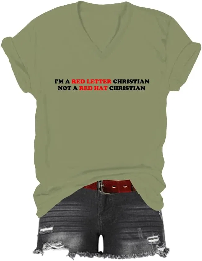 Футболка с принтом V-образным вырезом Red Letter Christian, Green