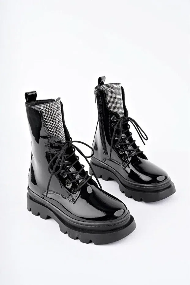 Детские ботинки для девочек с узором Ramer, Black
