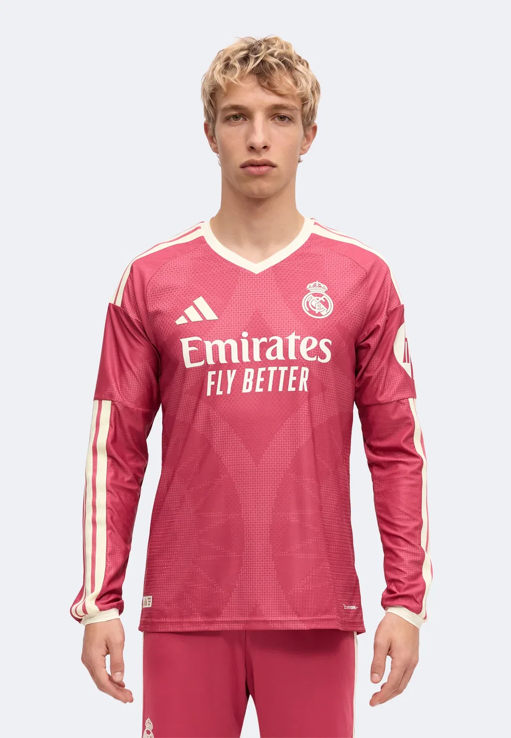Футболка «Реал Мадрид» 26/27, третья, с длинным рукавом, оригинальная Adidas Performance, Wild Pink