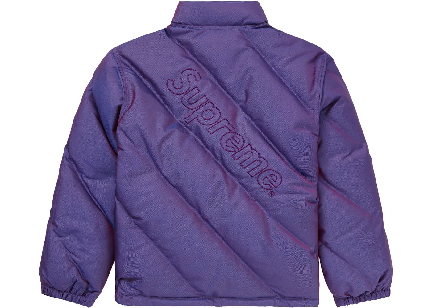 Мужская куртка пуховик с блестящим покрытием Iridescent Puffy Jacket Supreme, фиолетовый — фото 3