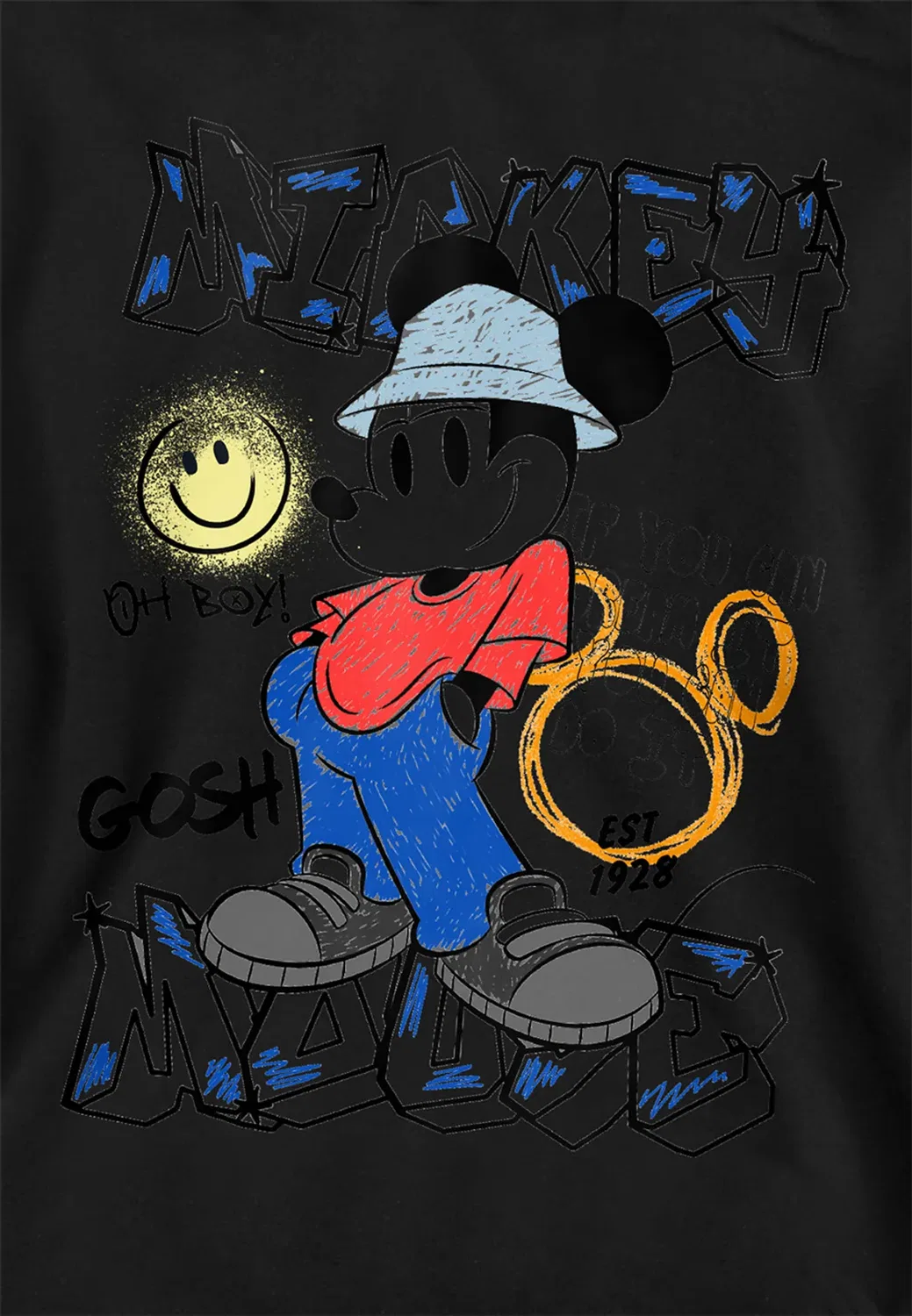 Детский худи с принтом Mickey Mouse Street Style Youth Kids Pull-over, Disney, Black — фото 2