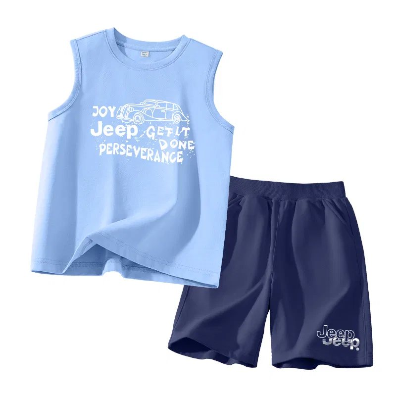 Детский спортивный комплект для мальчиков с принтом Jeep, Blue/E White Line Stitch-Blue/E Cut-Out White Lower Left K