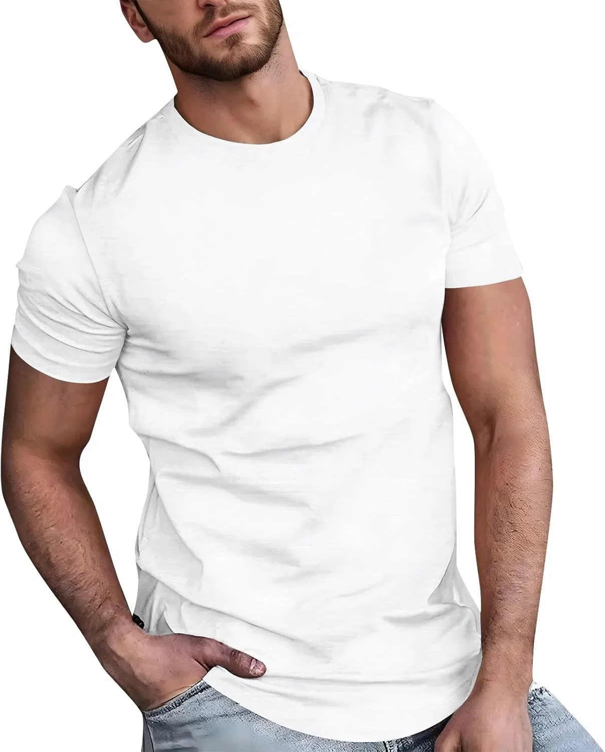 Мужская футболка для фитнеса с коротким рукавом, White