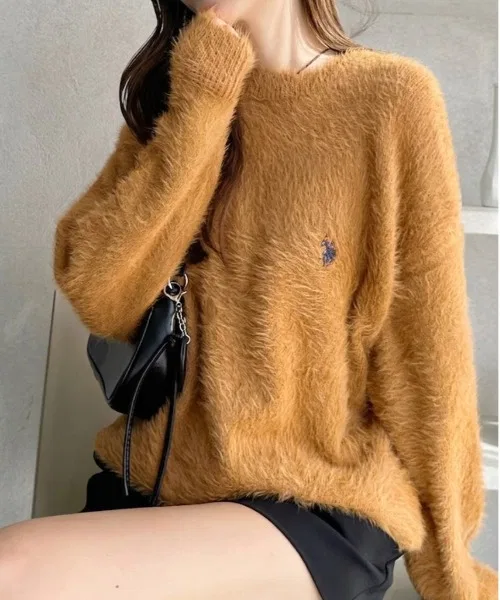 Мужской свитер из футера с длинным рукавомU.S. POLO ASSN. Feather Knit Crew Neck, Dark Orange