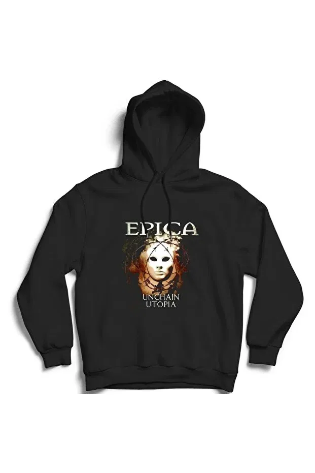 Детские свитшот с капюшоном с принтом unchain utopia rock metal The Fame, Black