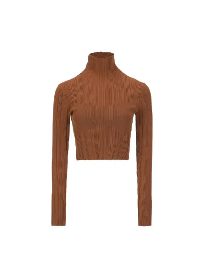 Свитер с длинным рукавом вязаный Zara, кофейный
