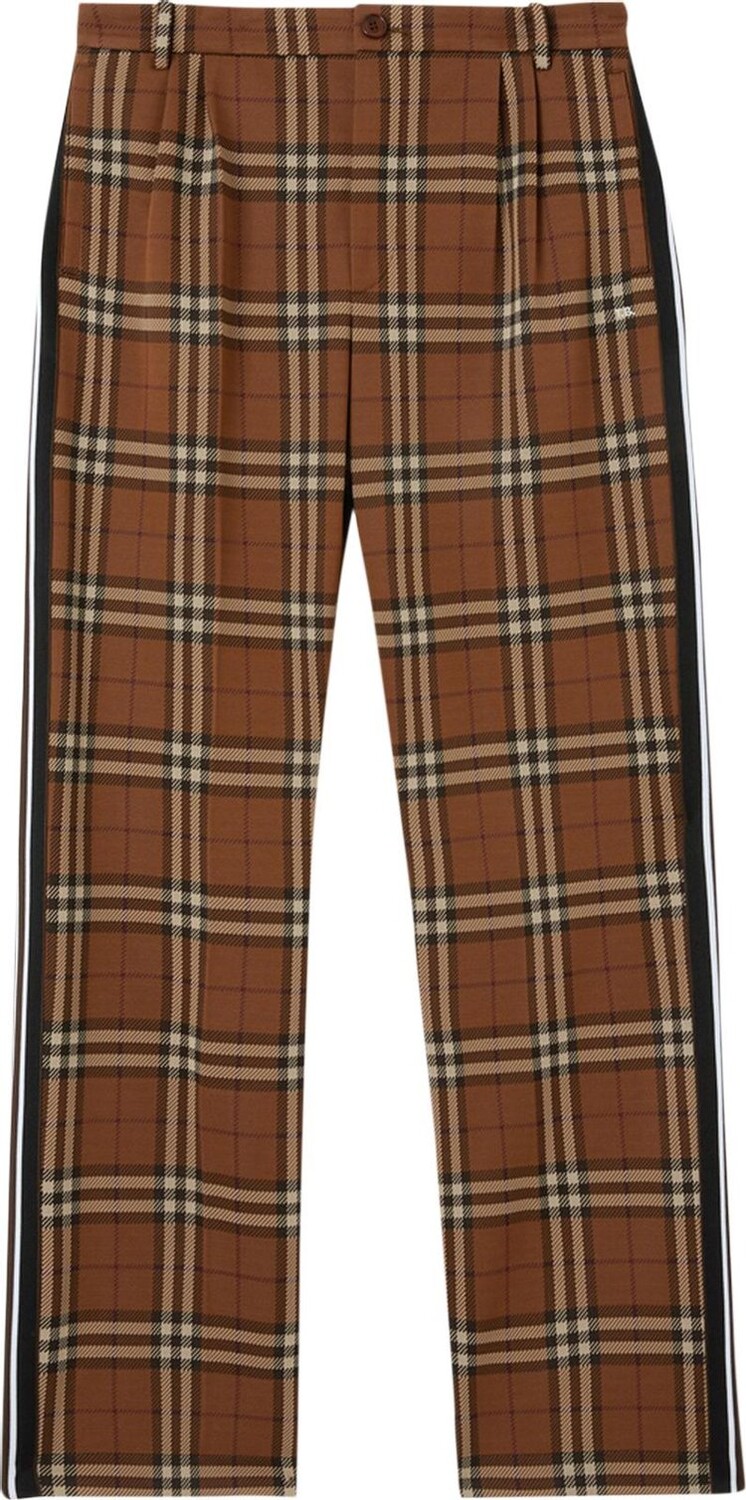 

Брюки Burberry Side Stripe Check Jacquard Wide Leg Trousers 'Brown', коричневый