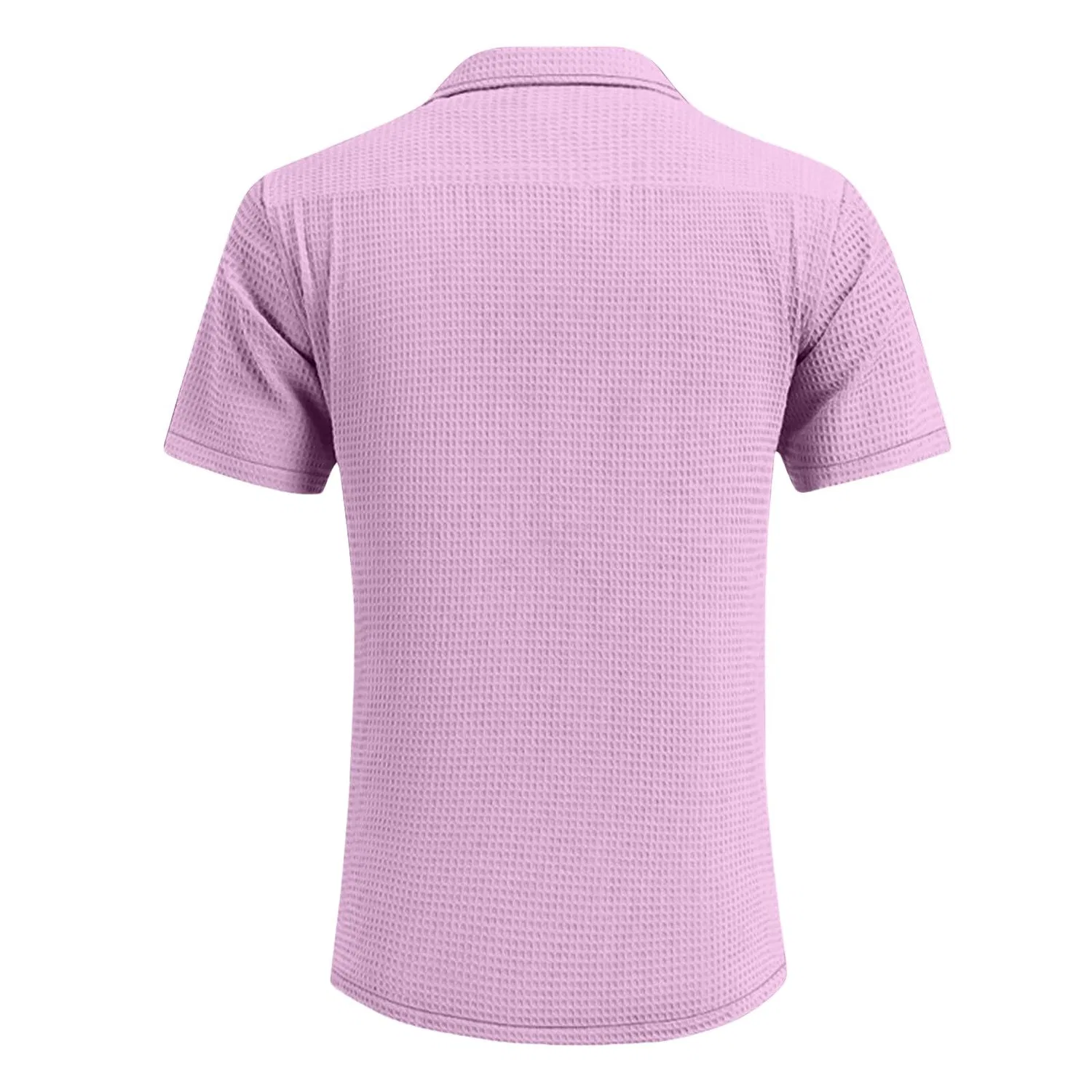 Мужская рубашка с коротким рукавом и текстурой соты, Pink — фото 3