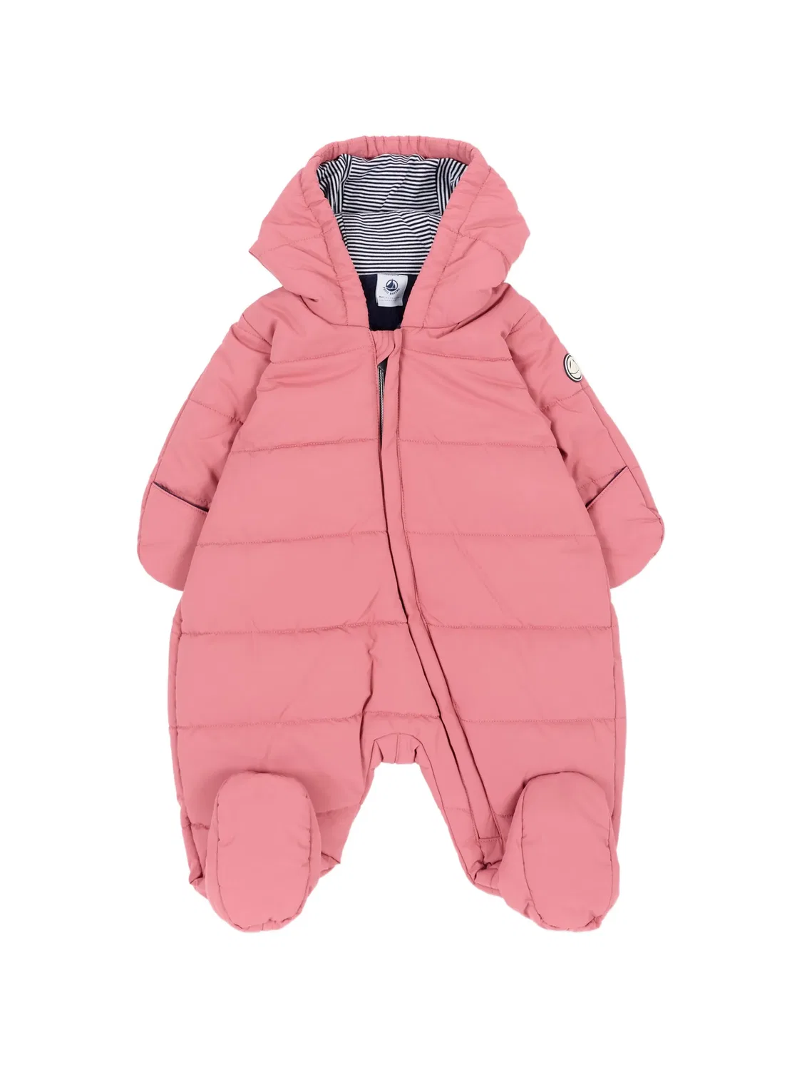 Стеганый зимний комбинезон с капюшоном Petit Bateau, розовый