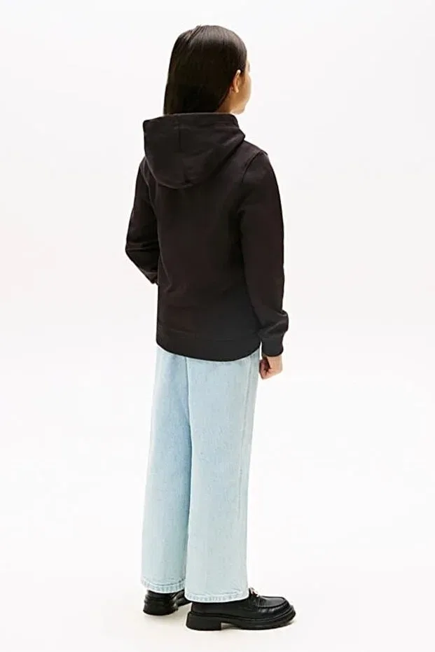Детское худи для девочек с принтом Essential Hoodie Tommy Hilfiger, Black — фото 4