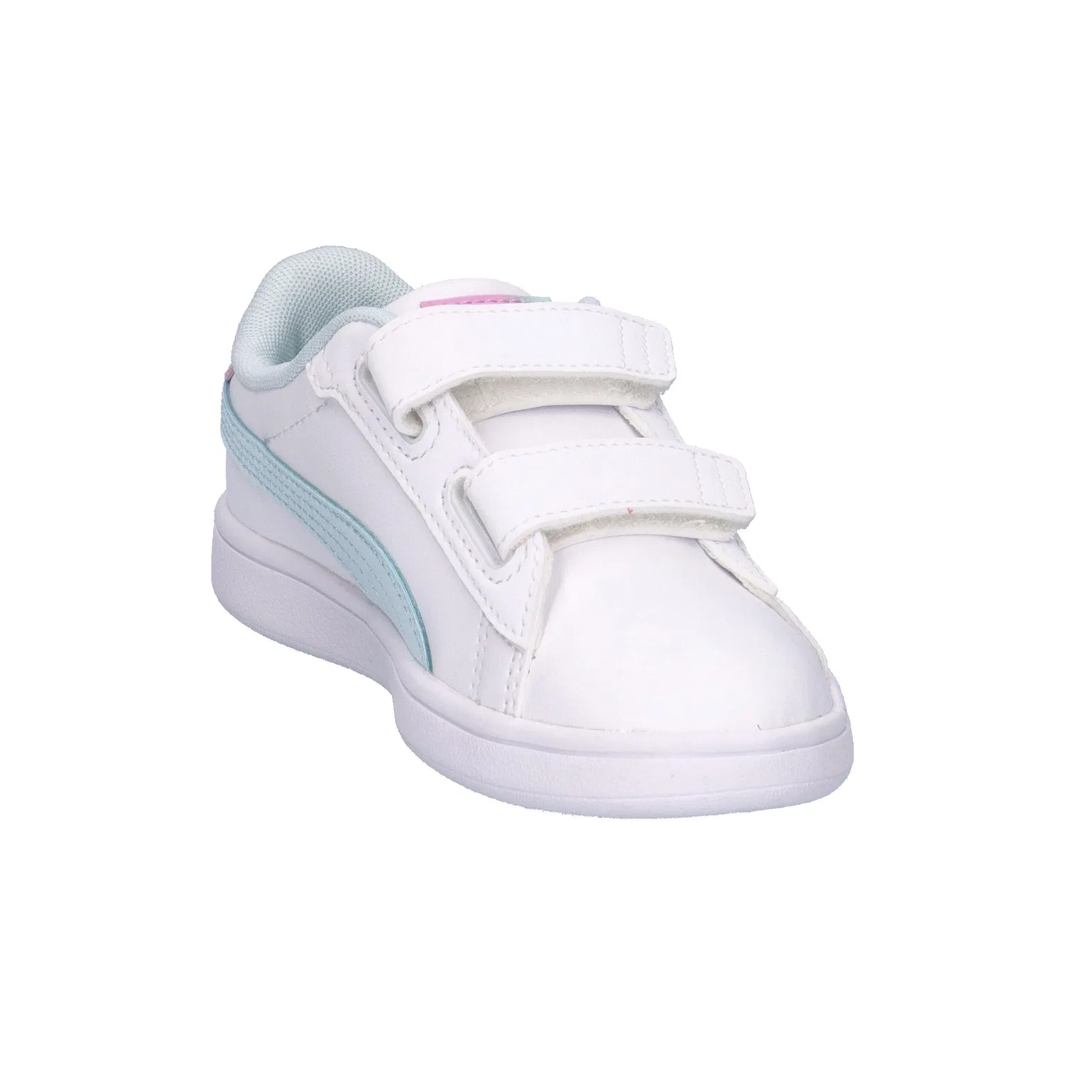 Детские кроссовки для девочек с принтом Smash 3.0 Faded Glow V PS Puma, Weiss Pastellblau Magentapink — фото 2