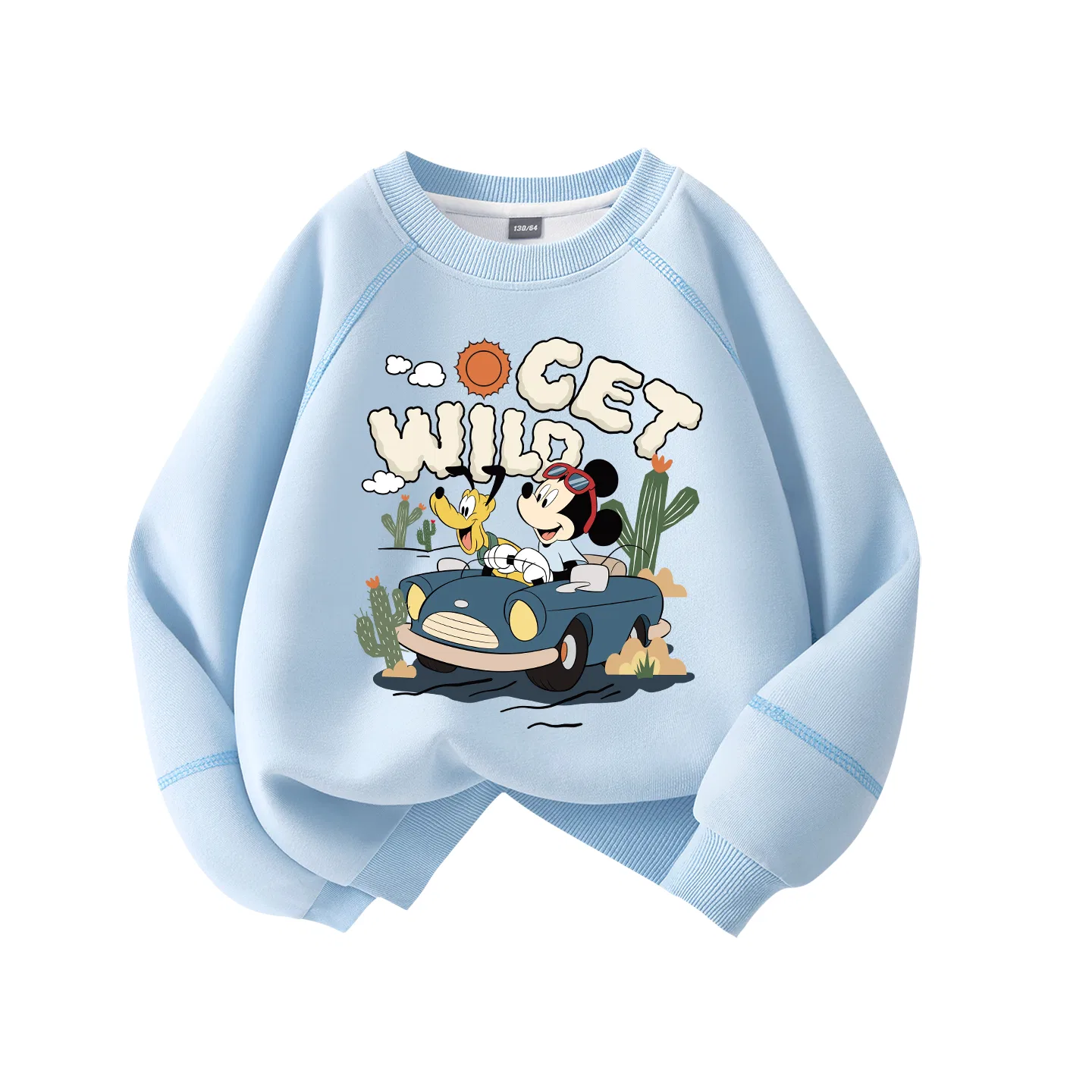 Детское худи с принтом Disney Crew Neck Moderate Stretch, Diqu Camp Sky Blue