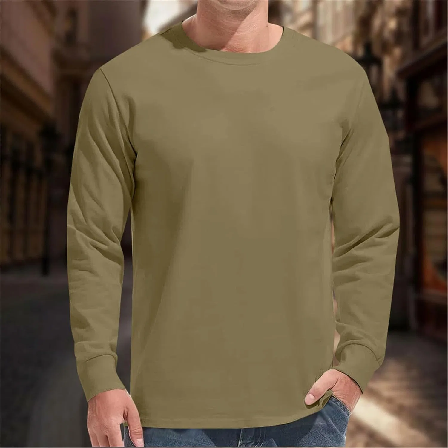 Мужская длинная футболка с защитой UPF 50+ Green — фото 2