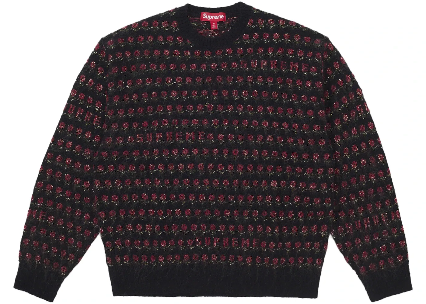 Мужской свитер с принтом Supreme Flowers Metallic Sweater Supreme, Black