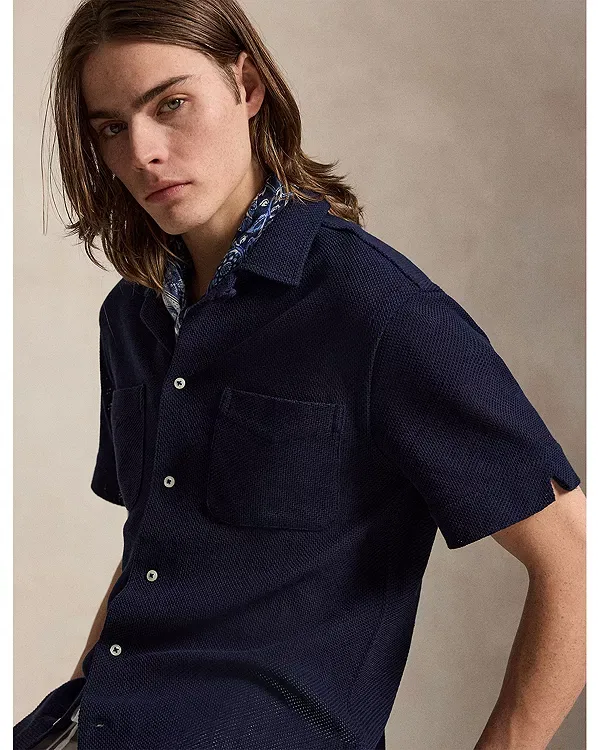 Мужская рубашка с коротким рукавом Polo Ralph Lauren, темно-синий — фото 4