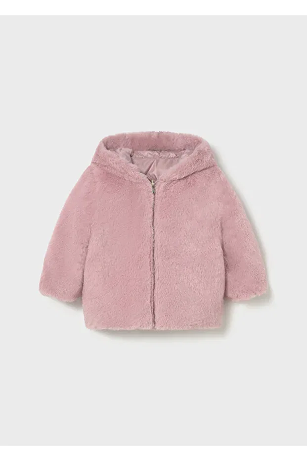 Детское пальто для девочек двустороннее из искусственного меха Mayoral, Beige — фото 3