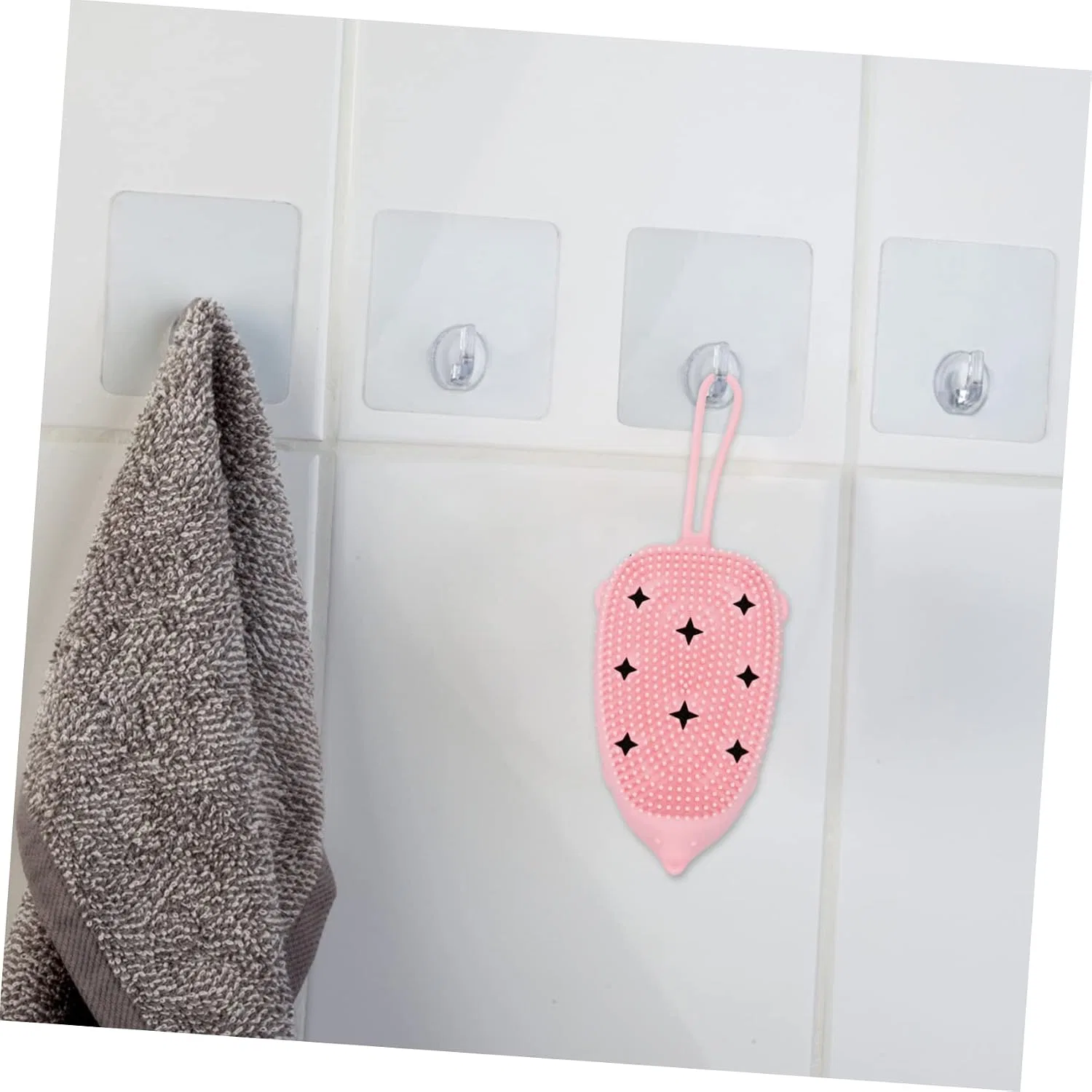 Силиконовая щетка для тела Healeved, двойная, 14 см, Pink — фото 4
